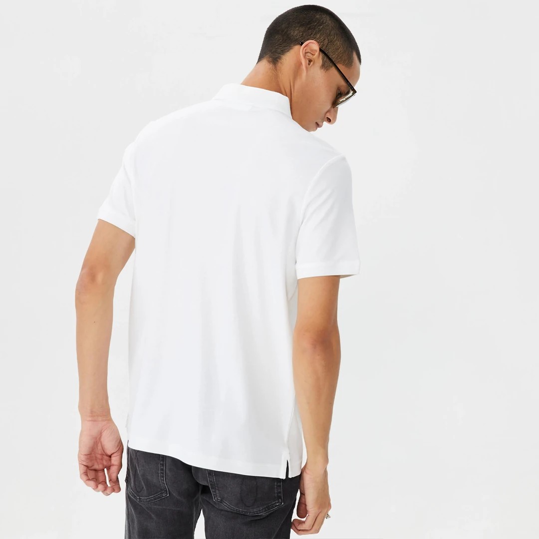 Detailed Premium Cotton Polo T-shirt - Beyaz