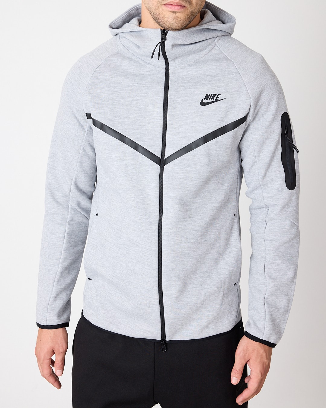 SS'25 Tech Full-Zip Windrunner Hoodie - Dark Grey Heather/Black