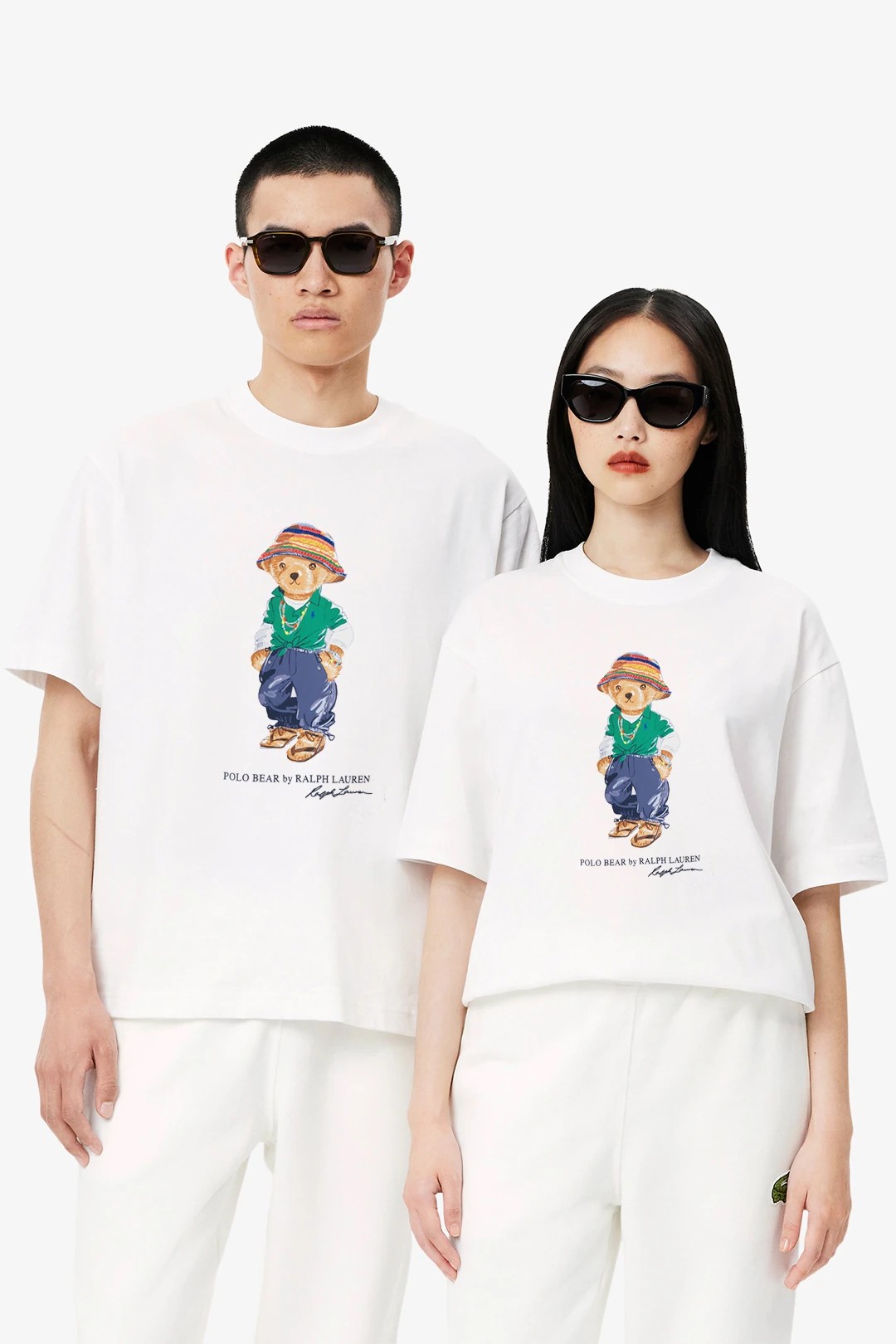 Bear-print T-shirt - Beyaz