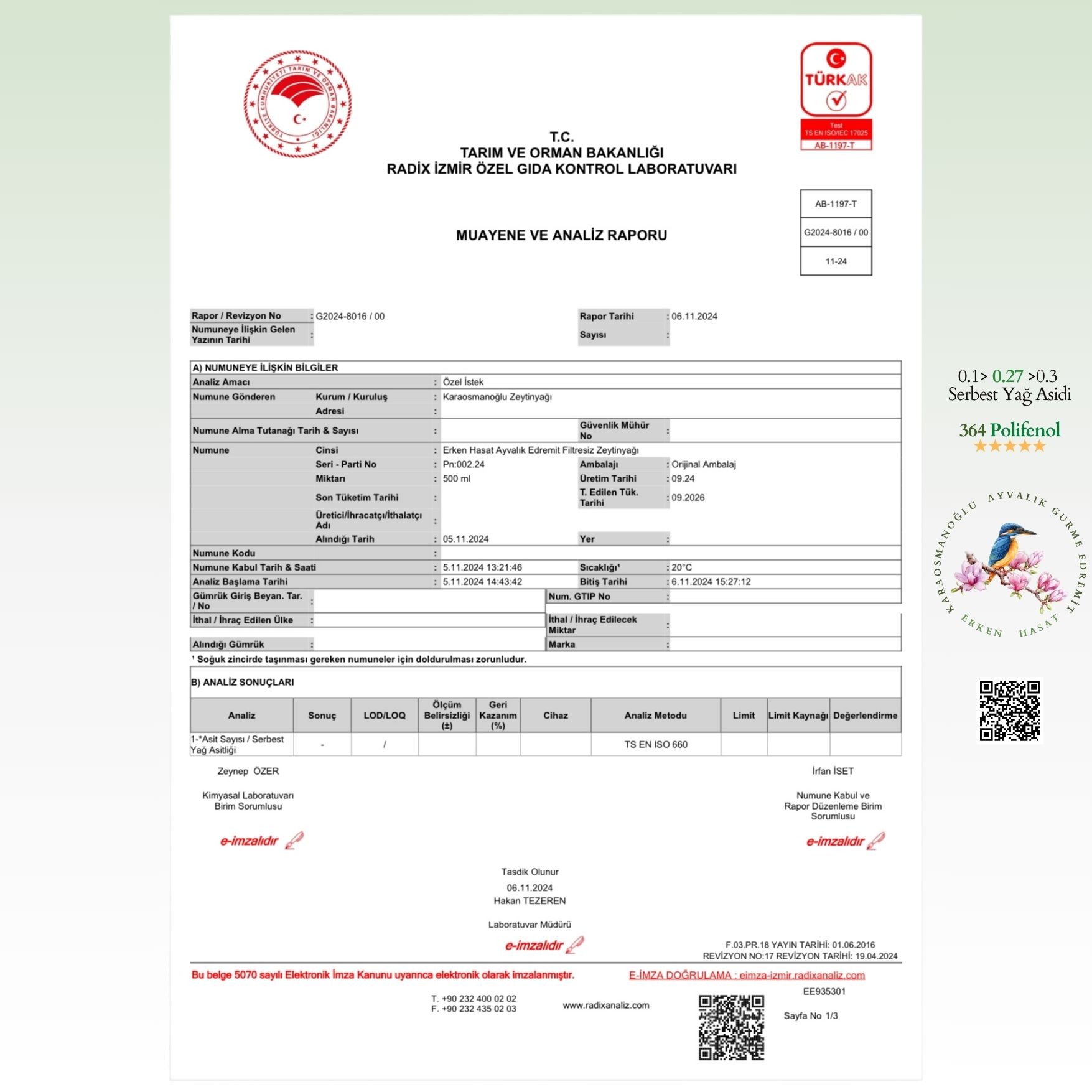 Ayvalık Edremit Erken Hasat Natürel Sızma Zeytinyağı 5LT
