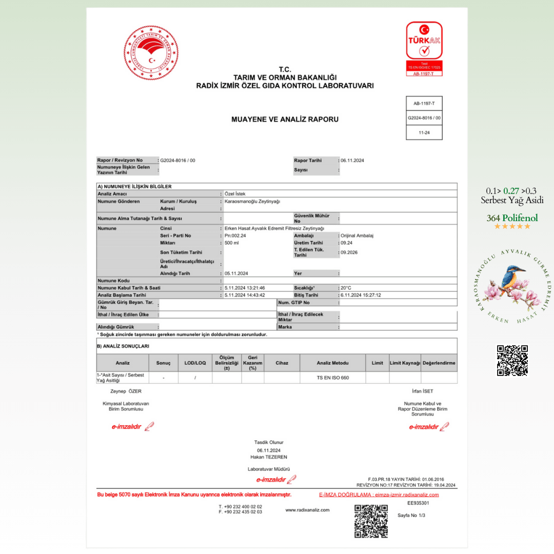 Erken Hasat Ayvalık – Edremit Zeytinyağı 500ml