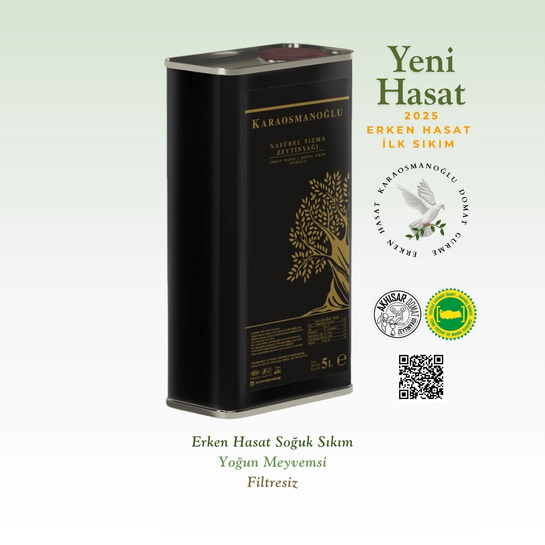 Domat Gurme Erken Hasat Natürel Sızma Zeytinyağı Filtresiz 5LT