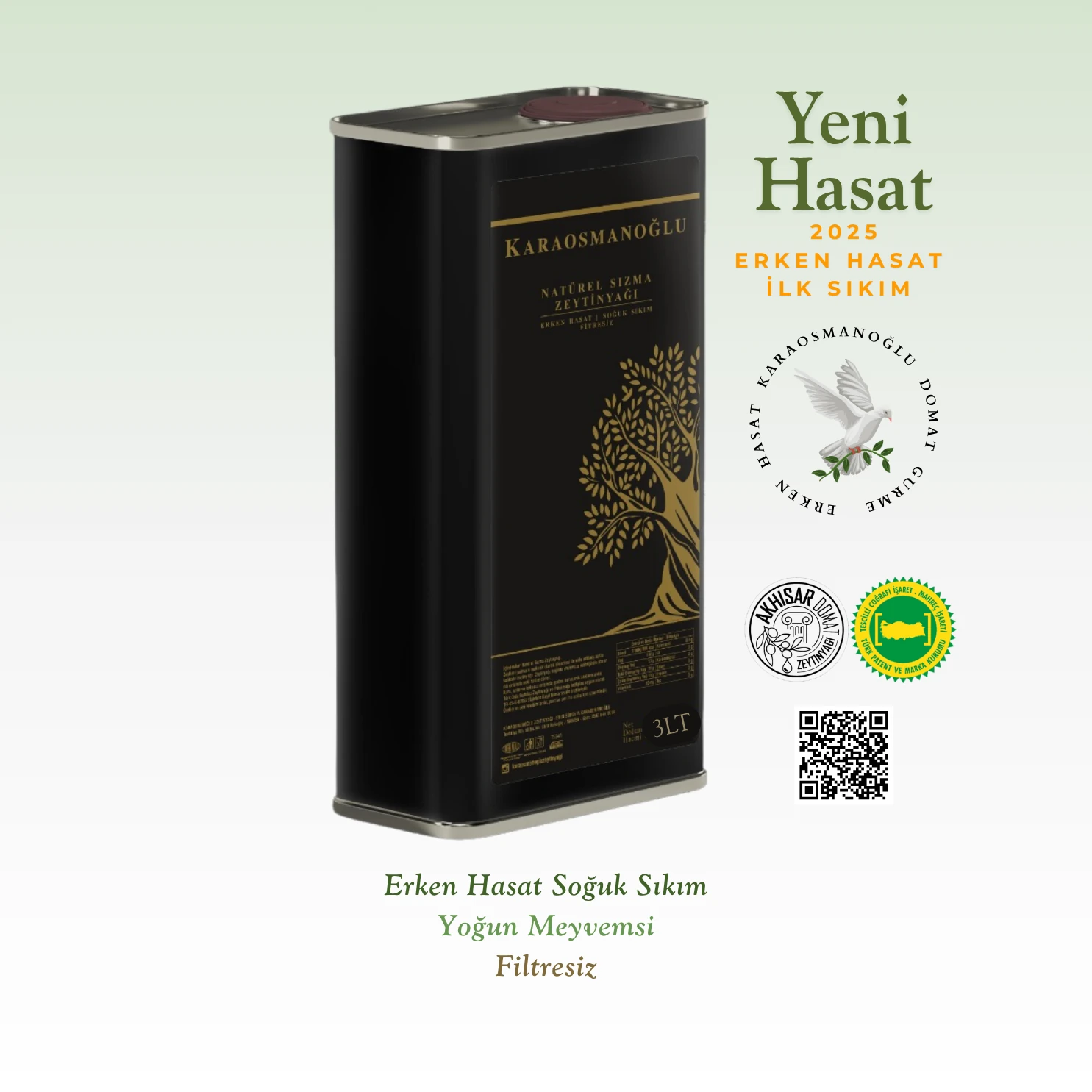 Domat Gurme Erken Hasat Natürel Sızma Zeytinyağı Filtresiz 3LT