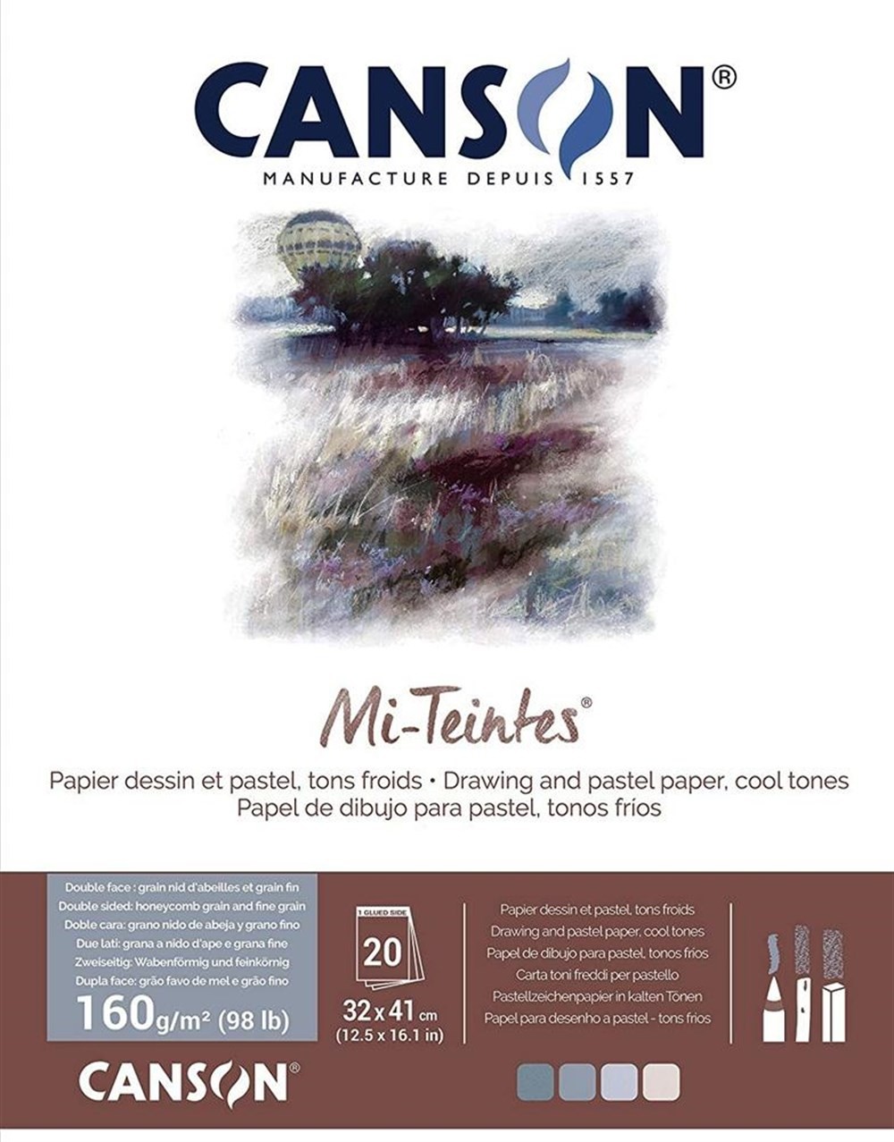 Canson Mi-Teintes Pastel Defteri 160 gr 32x41 cm 20 sf Cool Tonlar