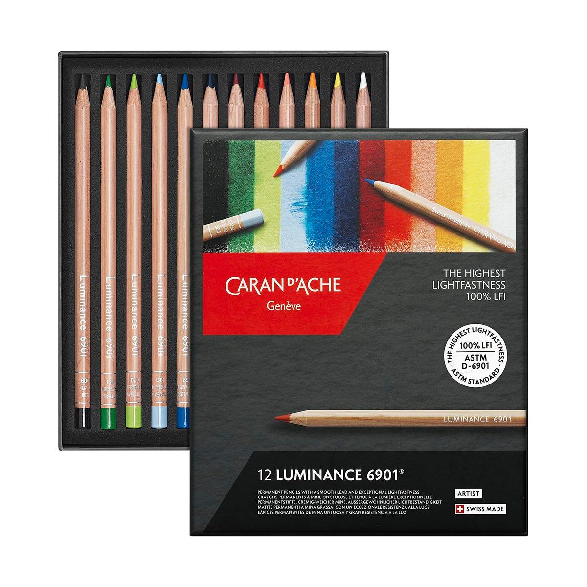 Caran d'Ache Luminance 6901 Kuru Boya Kalem Seti 12 Renk