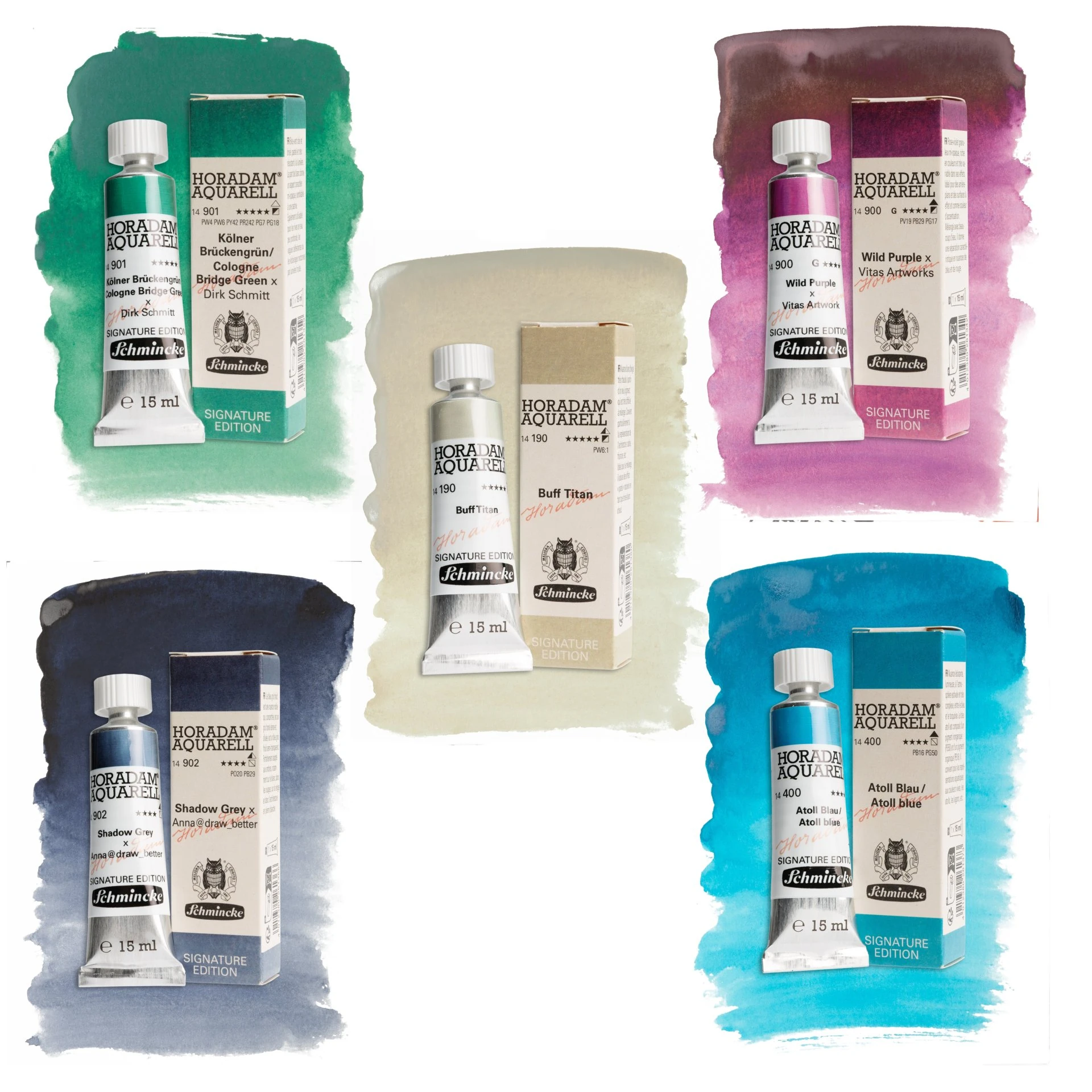 Schmincke Horadam Aquarell Signature Edition Özel Renkler Cologne Bridge Green 15 ml Tüp 901