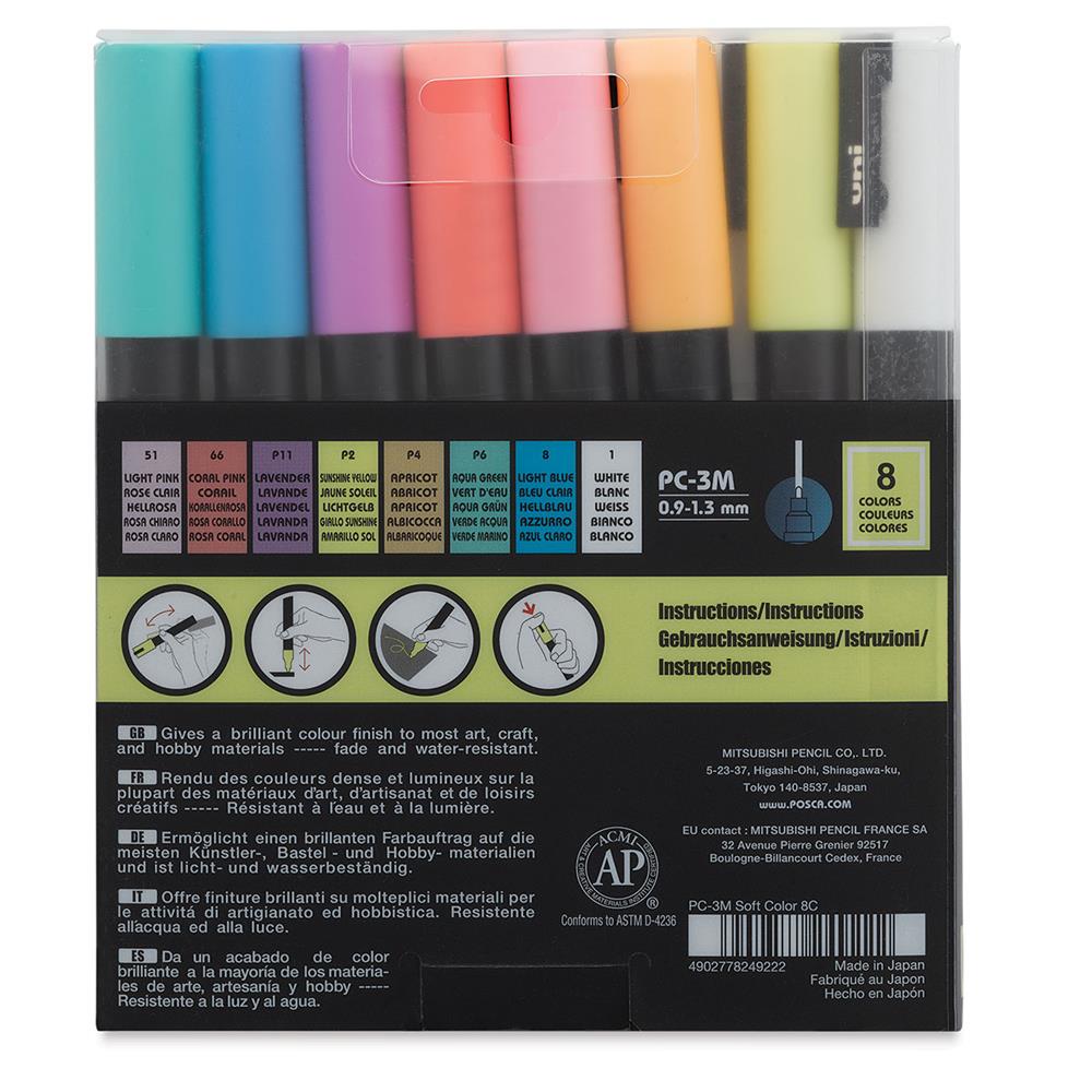 Uni Posca PC-3M 0.9-1.3 mm 8li Soft Renkler
