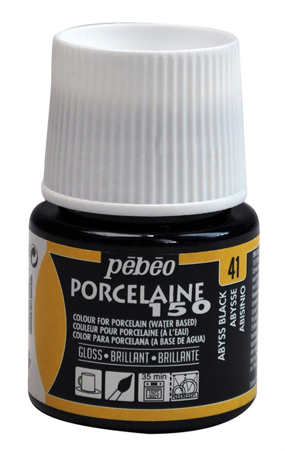 Pebeo Porcelaine 150 Fırınlanabilir Porselen Boyası 45 ml 41 Abyss Black