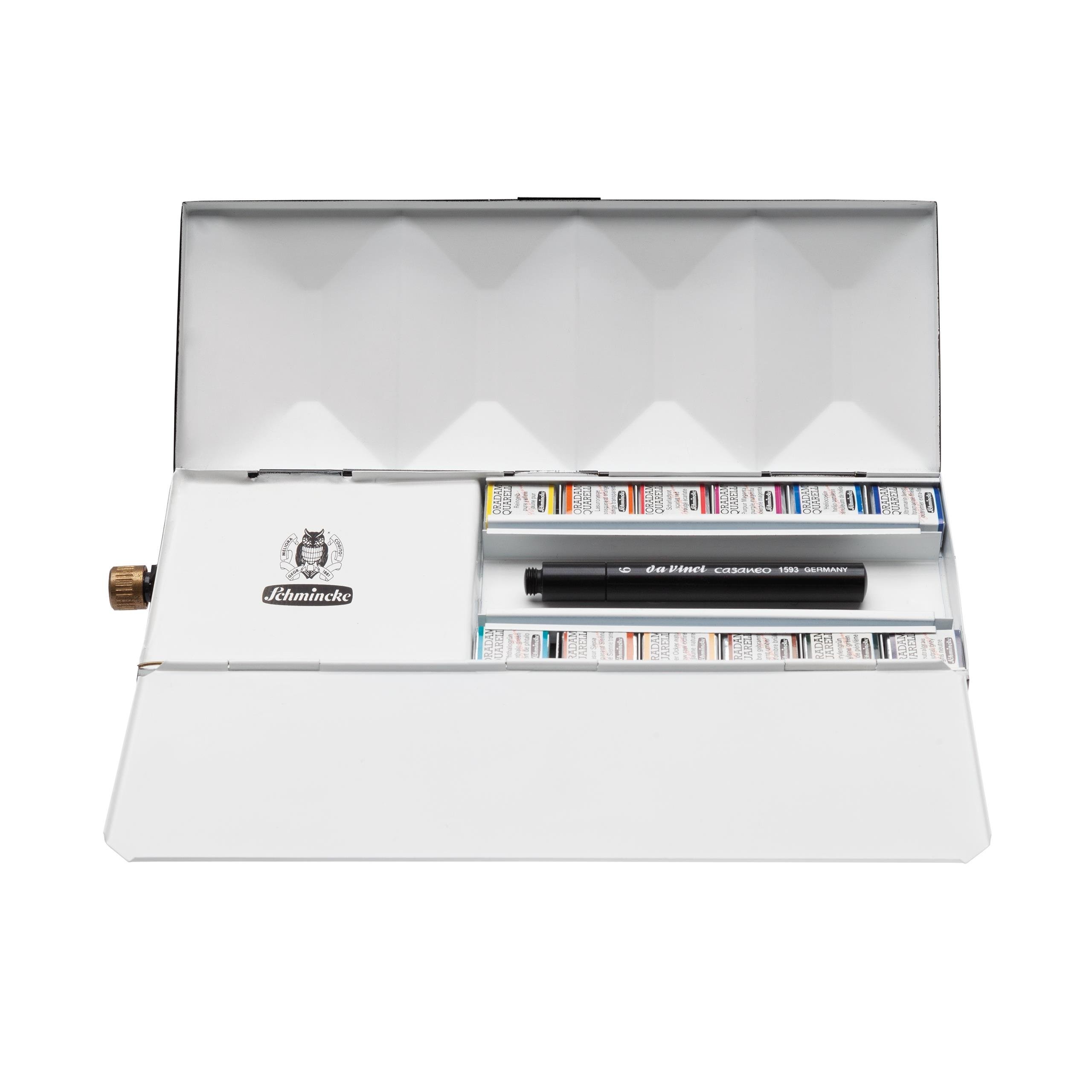 Schmincke Horadam Aquarell Özel Üretim Su Hazneli Metal Kutu Artist Sulu Boya Seti 12 X Yarım Tablet 74659