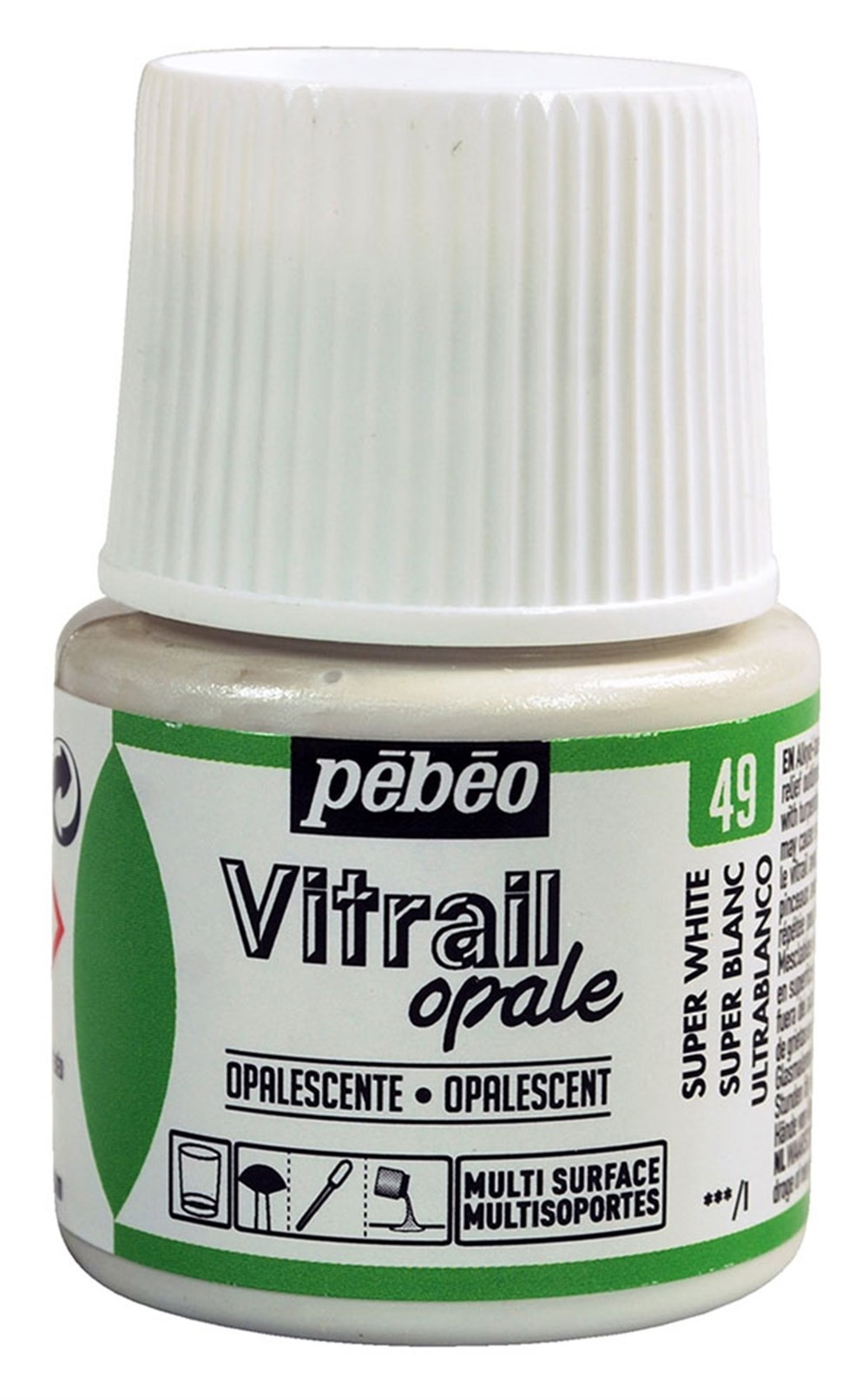 Pebeo Vitrail Cam Boyası 45 ml 49 Opak (Örtücü) Super White