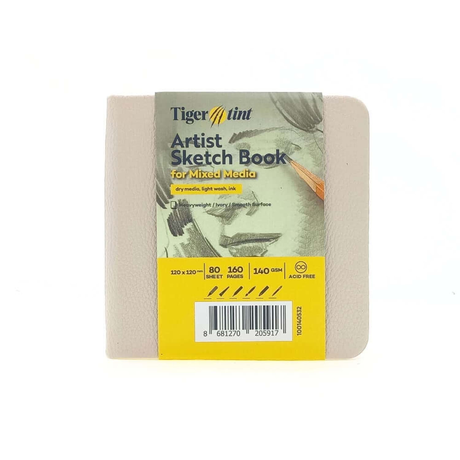 Tigertint Eskiz Defteri Sert Kapak 140gr. 12x12cm 80yp. Bej