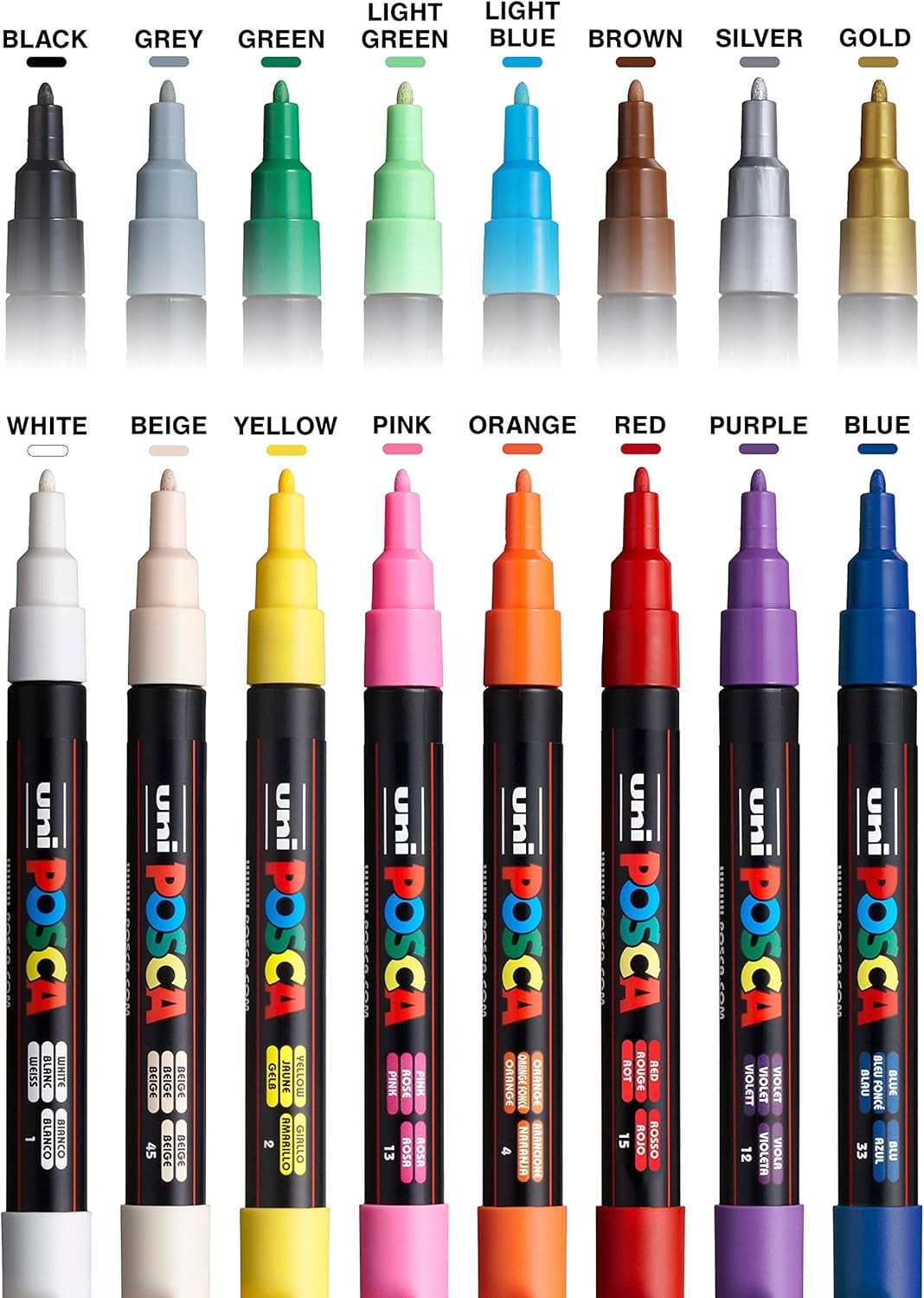 Uni Posca PC-3M (0.9-1.3mm) Marker Kalem Seti 16 Renk