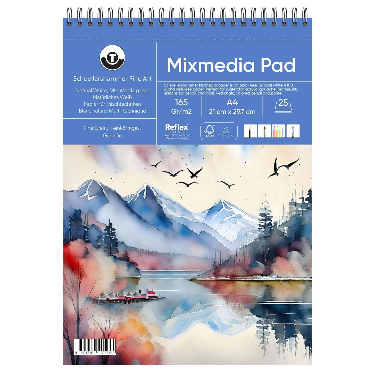 Schoellershammer Mix Media Pad Çok Amaçlı Sanatsal Blok 165 gr A4 25 Yaprak