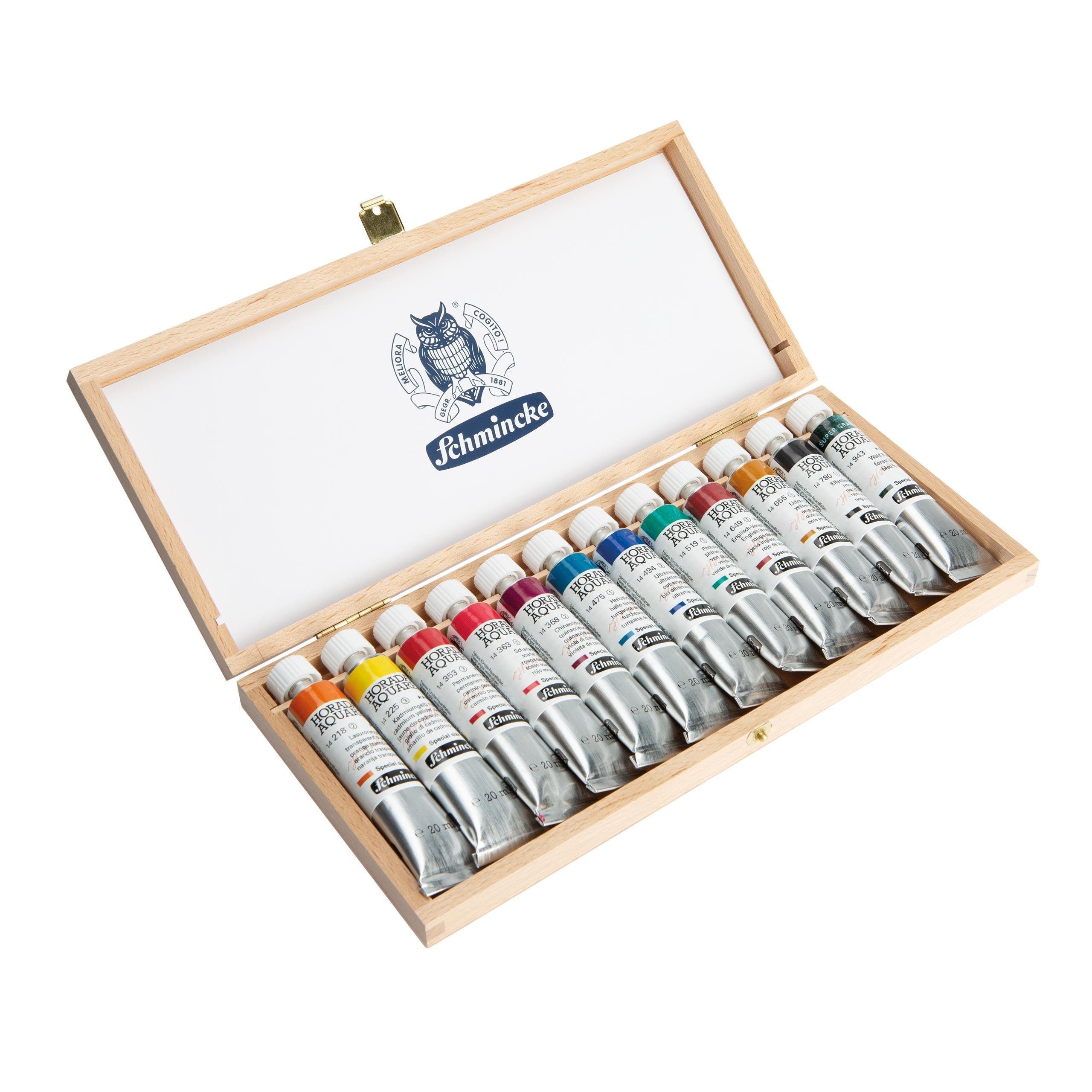 Schmincke Horadam Aquarell Özel üretim Ahşap Kutu Artist Sulu Boya Seti 12x20 ml 74658