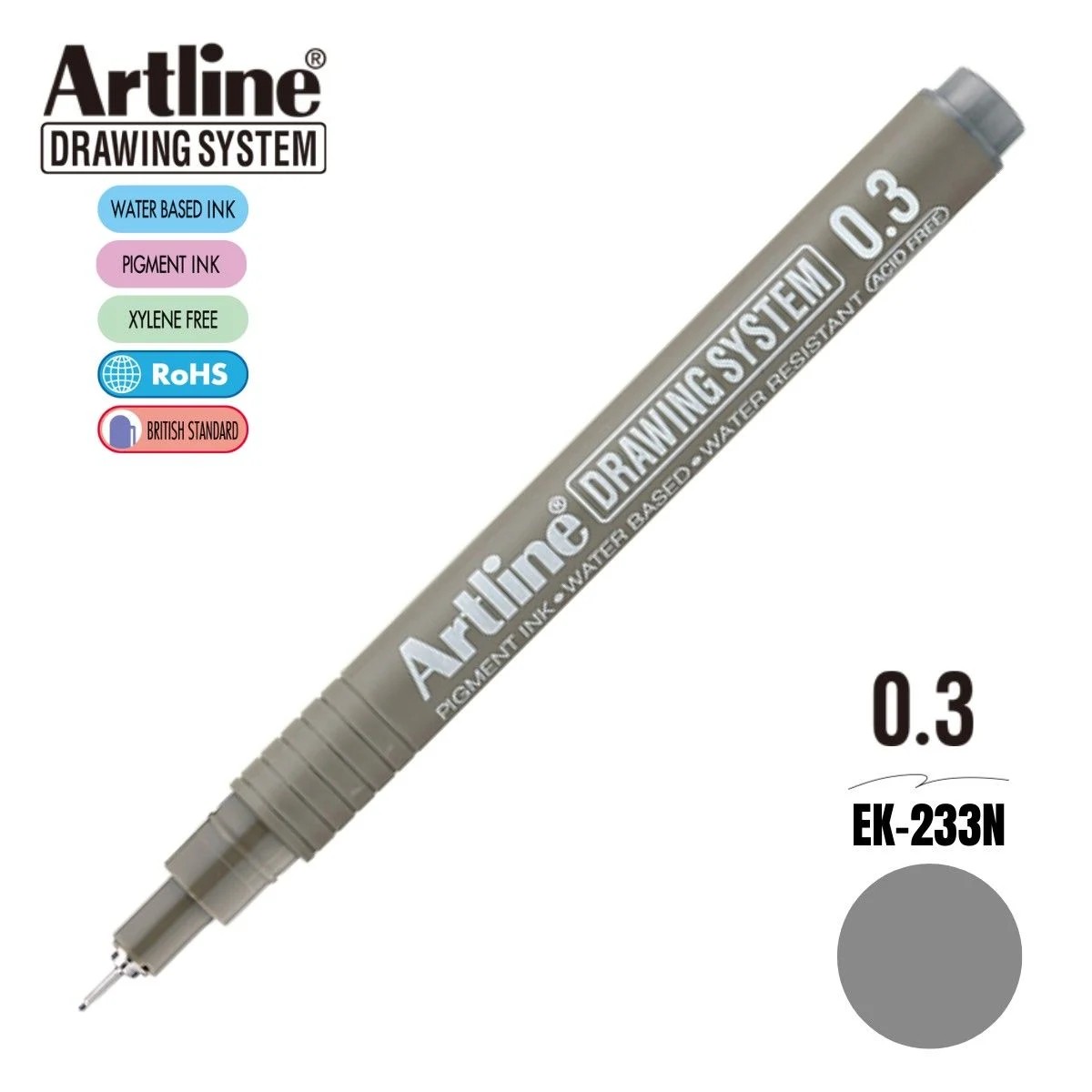 Artline Çizim Kalemi 0.3 mm Gri