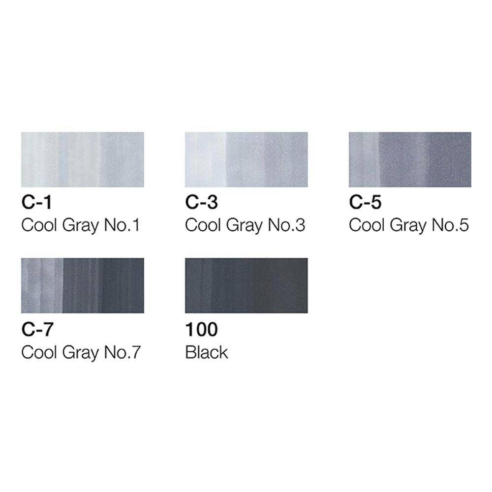 Copic Cool Grey Tones Marker 6'lı Set