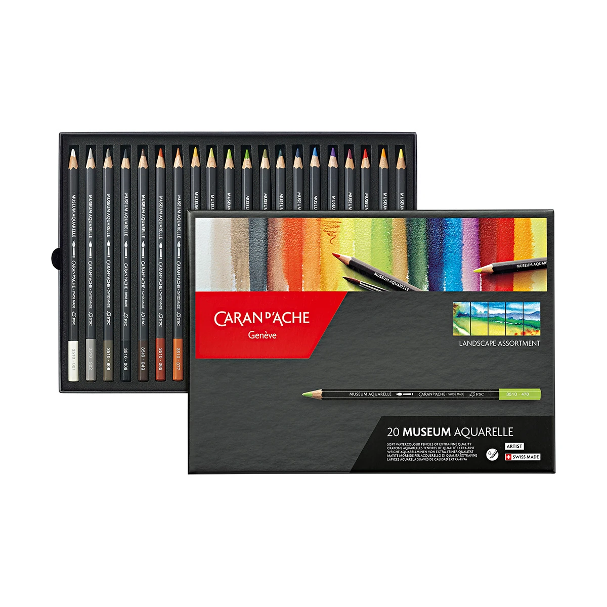 Caran d'Ache Museum Aquarell Landscape Assortment Sulu Boya Kalem Seti 20 Renk