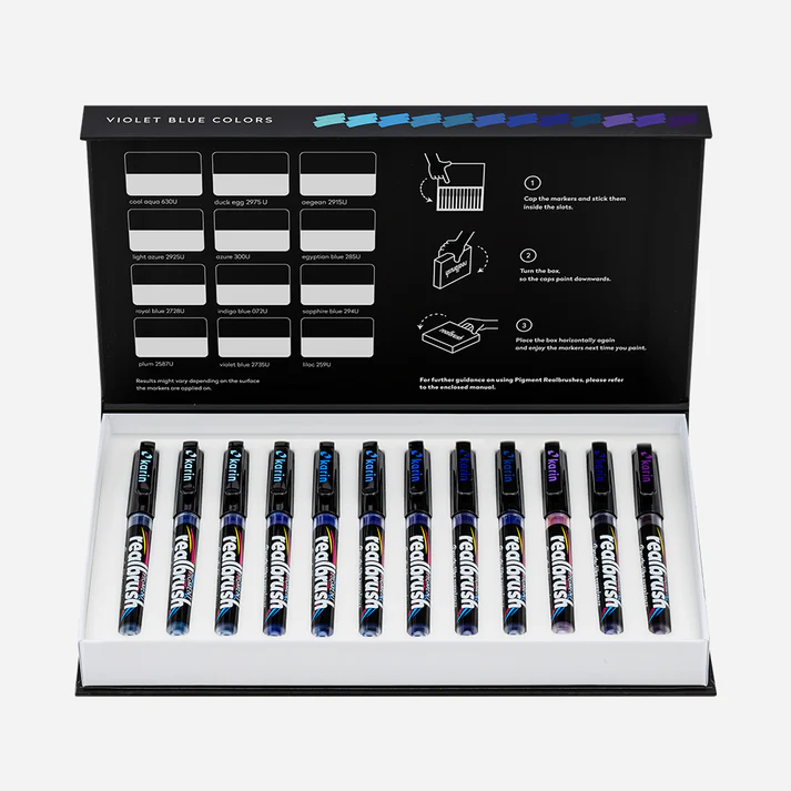 Realbrush Pigment Set 12 Violet-Blue Colors