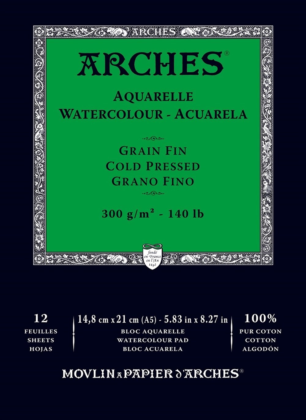 Arches Suluboya Blok Defter 14,8X21 cm 300 Gr 12 Yaprak Orta Doku