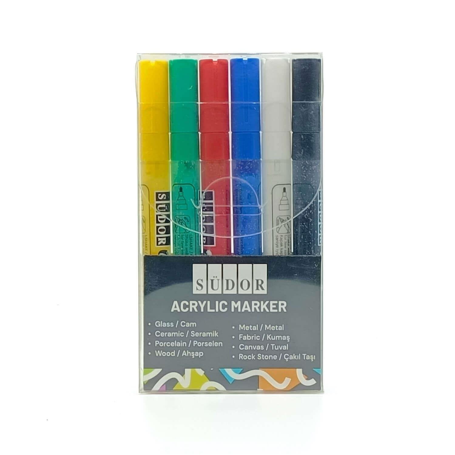 Südor Akrilik Marker Kalem Seti 6 Renk