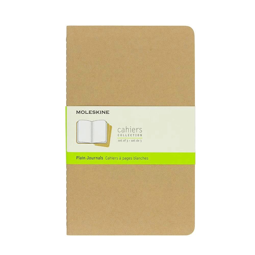Moleskine Cahiers Journals Çizgisiz Defter 13x21 80 Sayfa Kraft Brown 3'lü Set