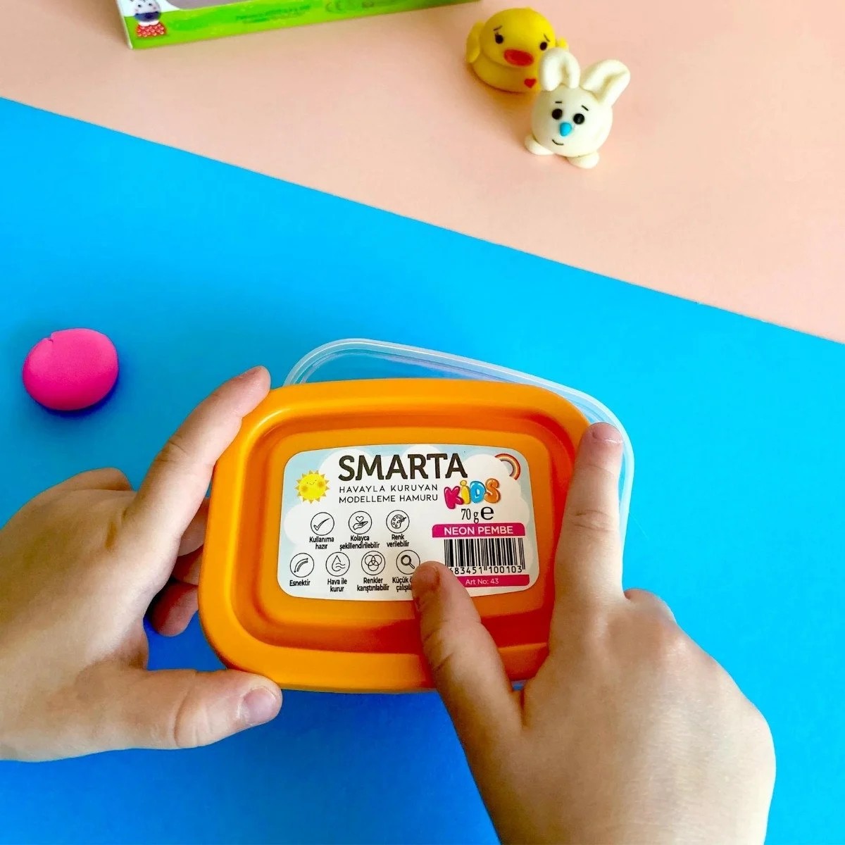 Smarta Kids Havayla Kuruyan Modelleme Hamuru 70gr Pembe 40
