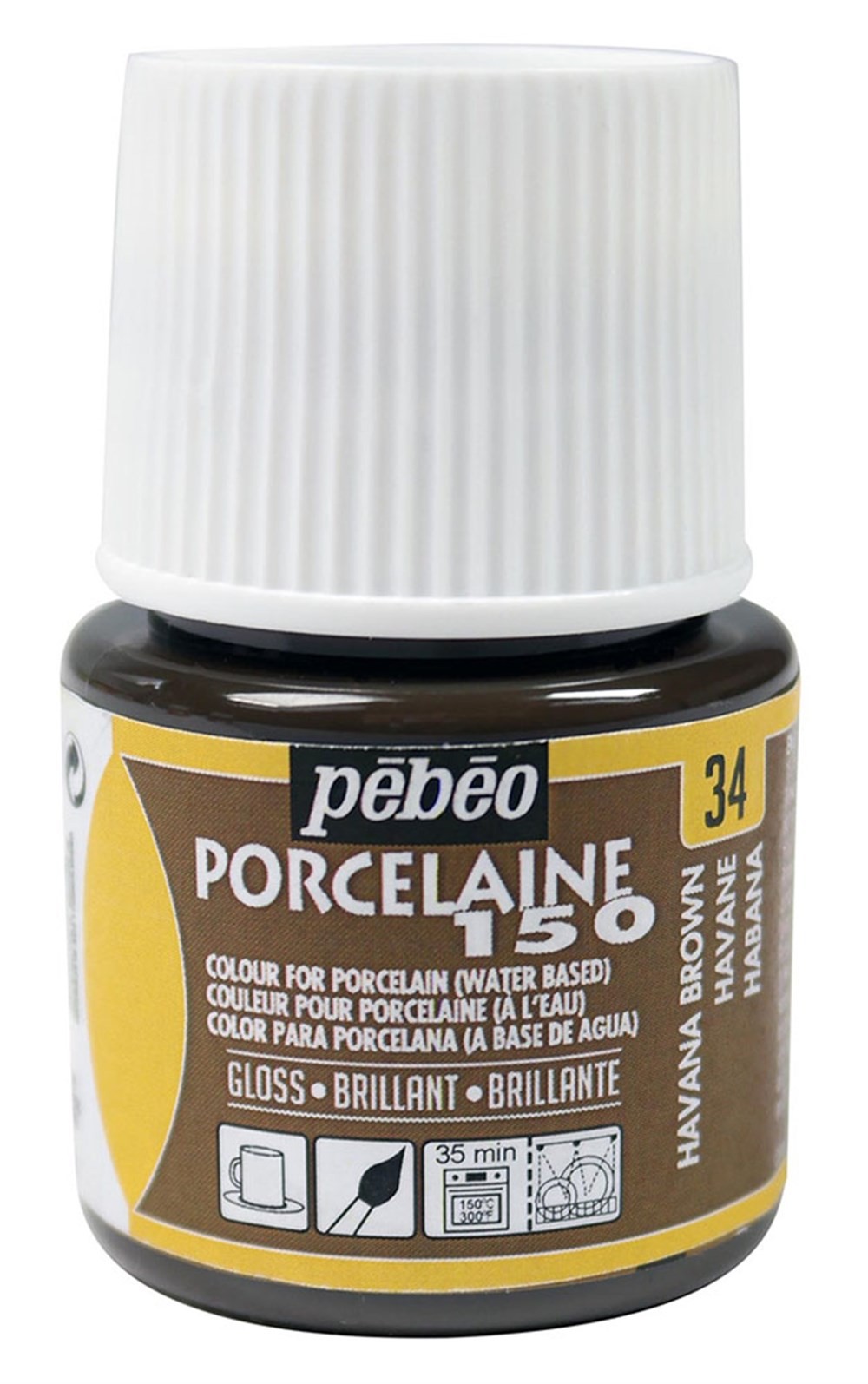 Pebeo Porcelaine 150 Fırınlanabilir Porselen Boyası 45 ml 34 Havana Brown