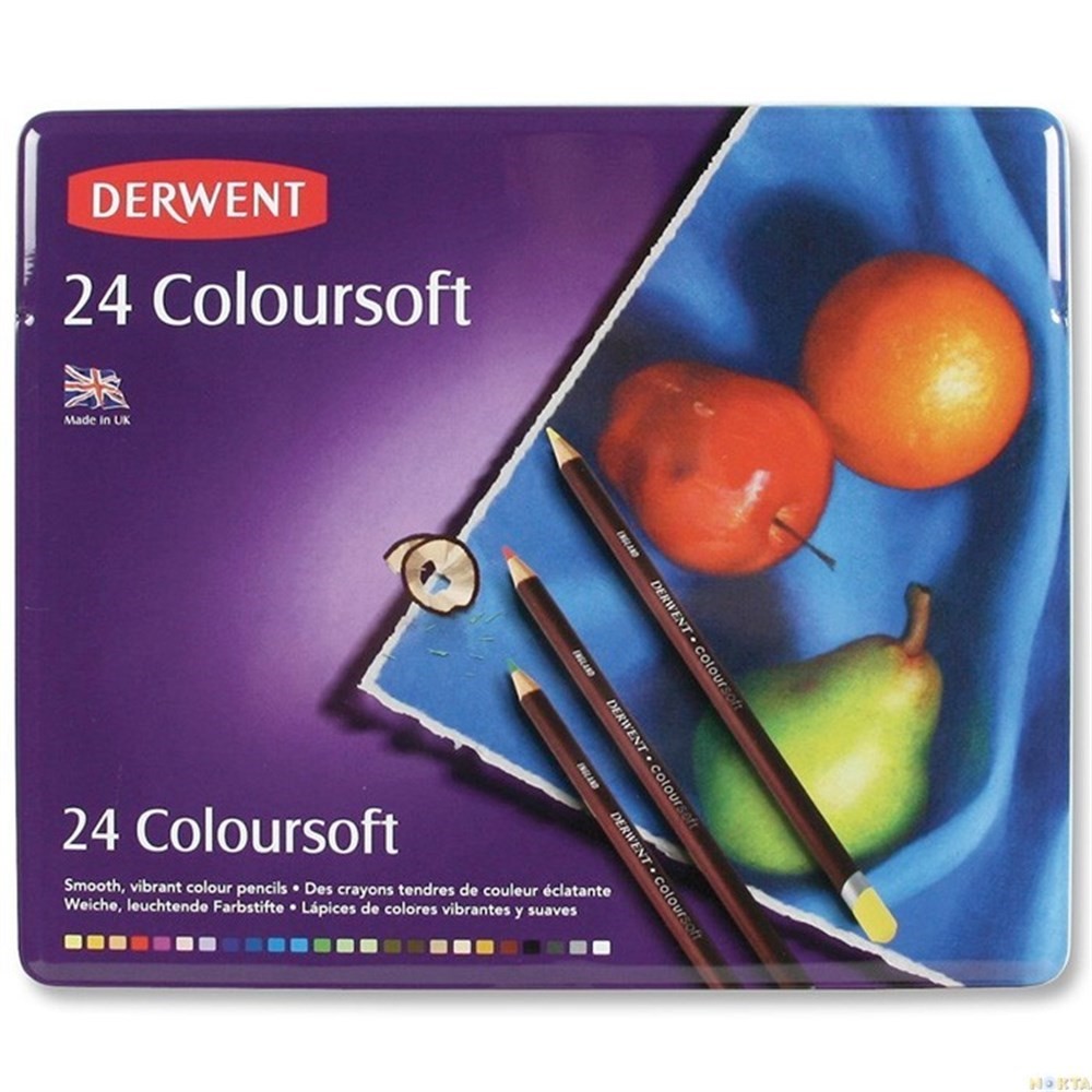 Derwent Coloursoft Kuru Boya 24Lü Teneke Kutu