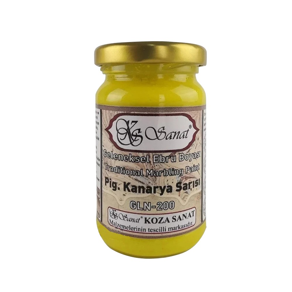 Koza Ezilmiş Ebru Boyası 105 ml Pigment Kanarya Sarı