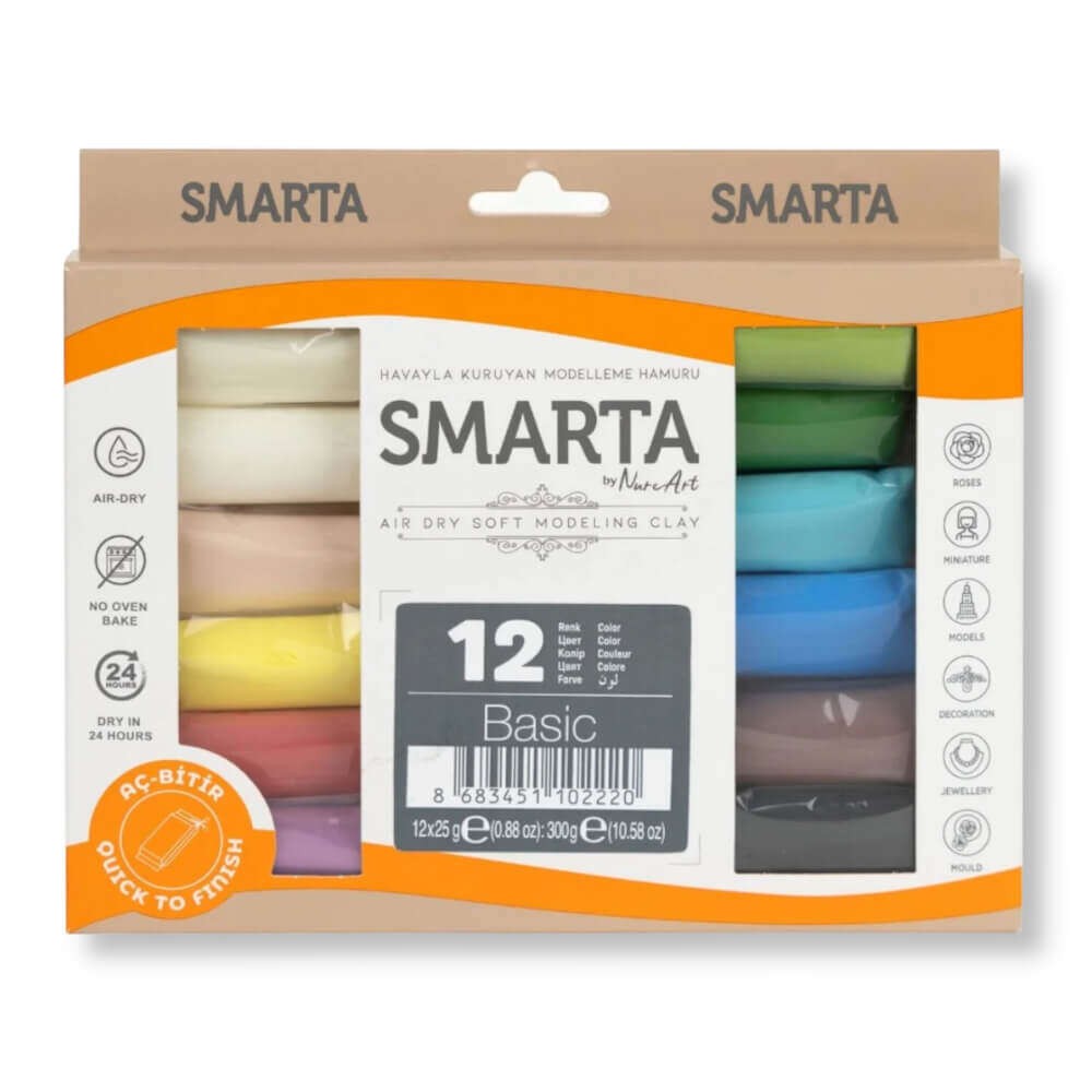 Smarta Kids Havayla Kuruyan Modelleme Hamuru 25gr x 12'li Set