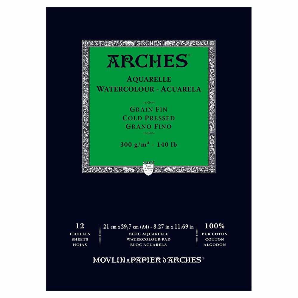 Arches Suluboya Blok Defter 21X29,7 cm 300 Gr 12 Yaprak Orta Doku