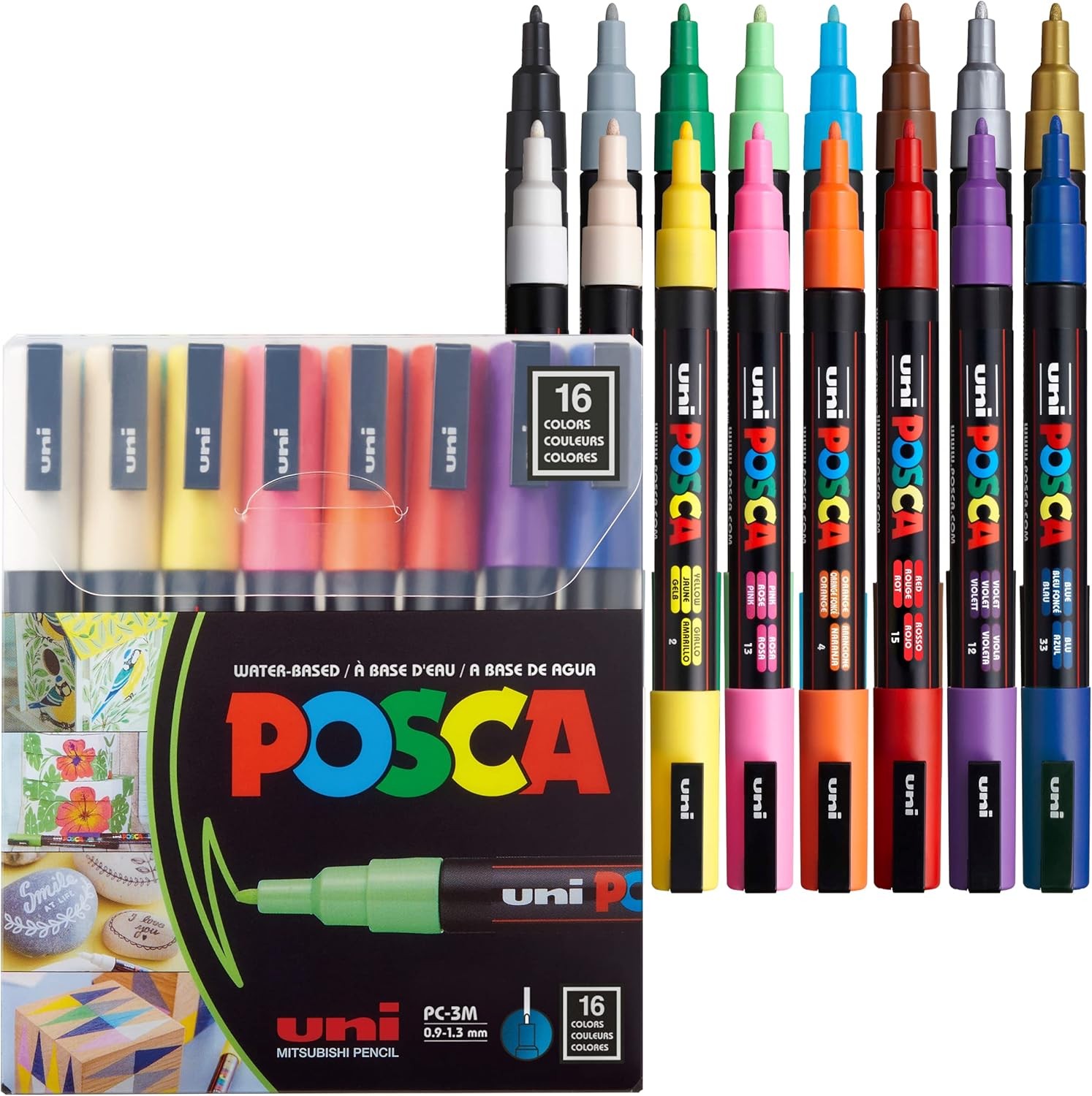 Uni Posca PC-3M (0.9-1.3mm) Marker Kalem Seti 16 Renk