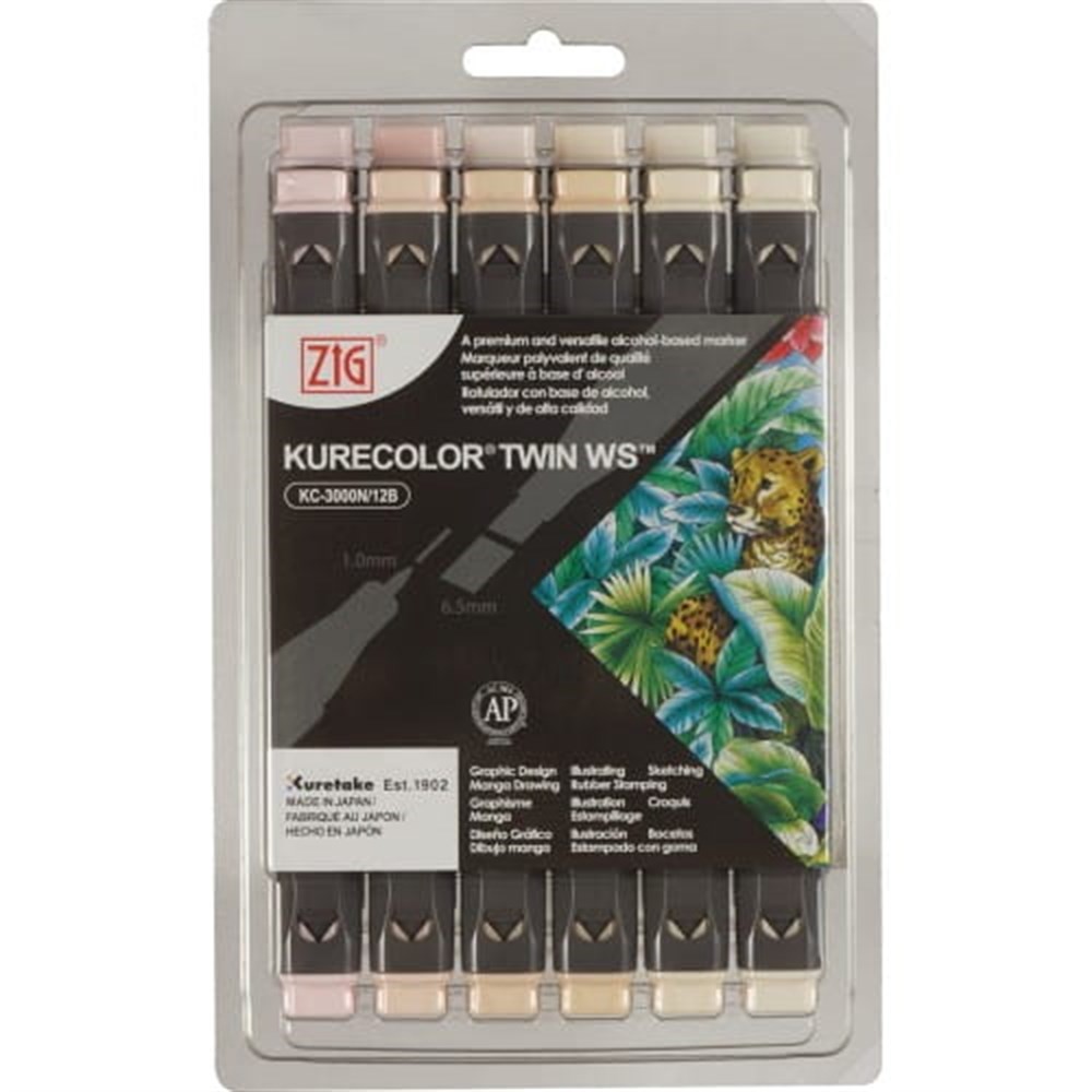 Zig Kurecolor Twin Naturel Colors 12li Marker Set KC-3000N/12B10