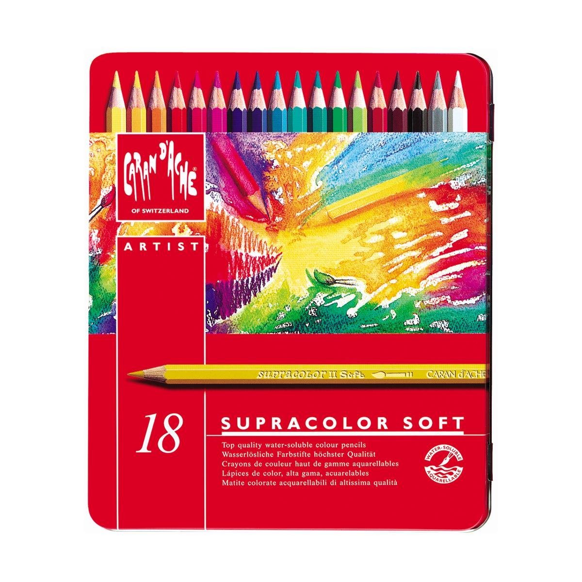 Caran d'Ache Supra Color Soft Aquarelle Sulu Boya Kalem Seti 18 Renk