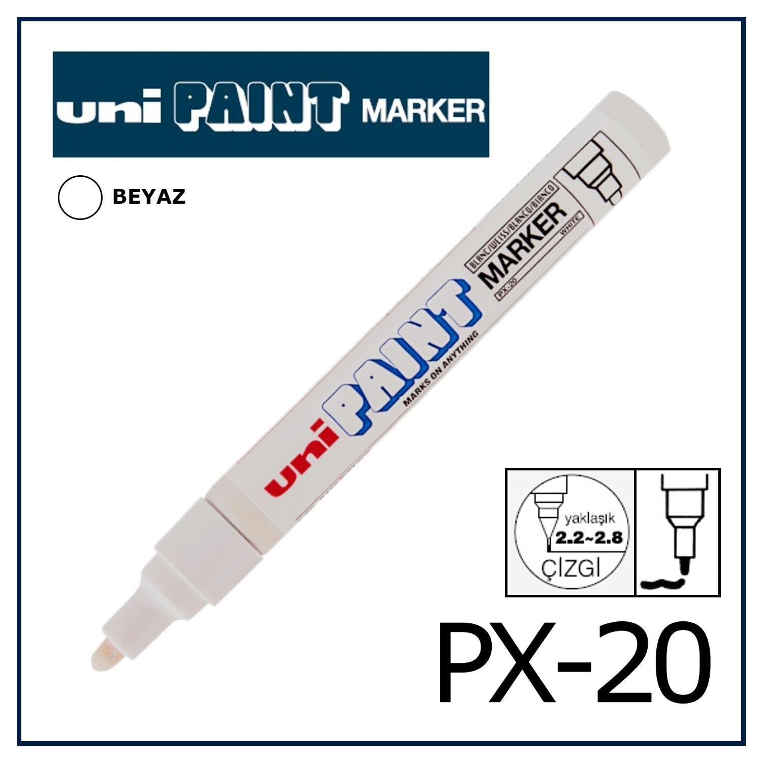 Uni Px-20 Boyama Markörü 2.2-2.8 mm Beyaz