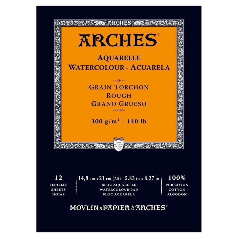 Arches Suluboya Blok Defter 14,8X21 cm 300 Gr 12 Yaprak Kalın Doku A5