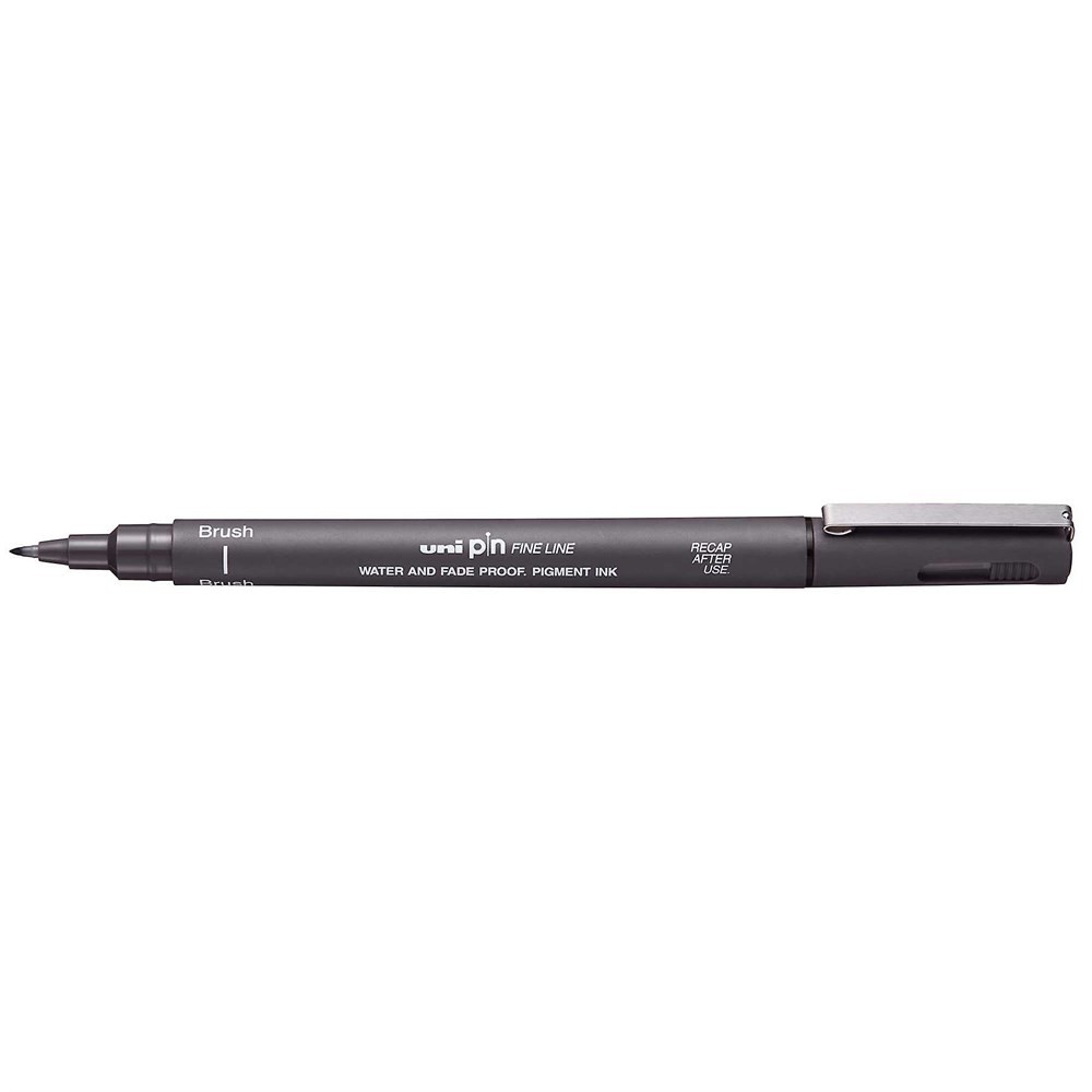 Uni Pin BR-200 Fırça Uçlu Kalem Koyu Gri
