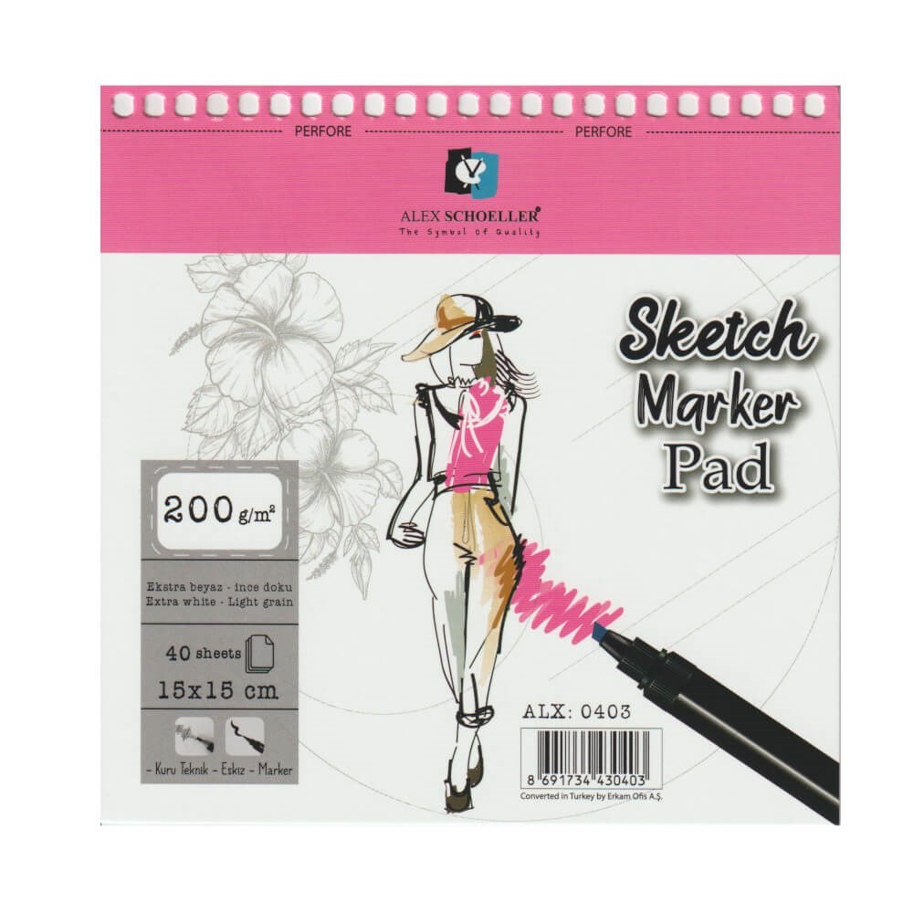 Alex Schoeller Sketch Marker Pad 15x15 200 GR 40 Sayfa