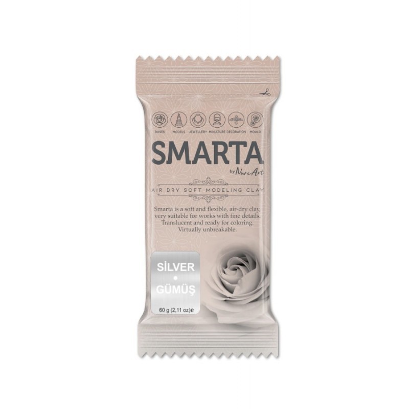 Smarta Havayla Kuruyan Modelleme Hamuru 60gr Metalik Gümüş