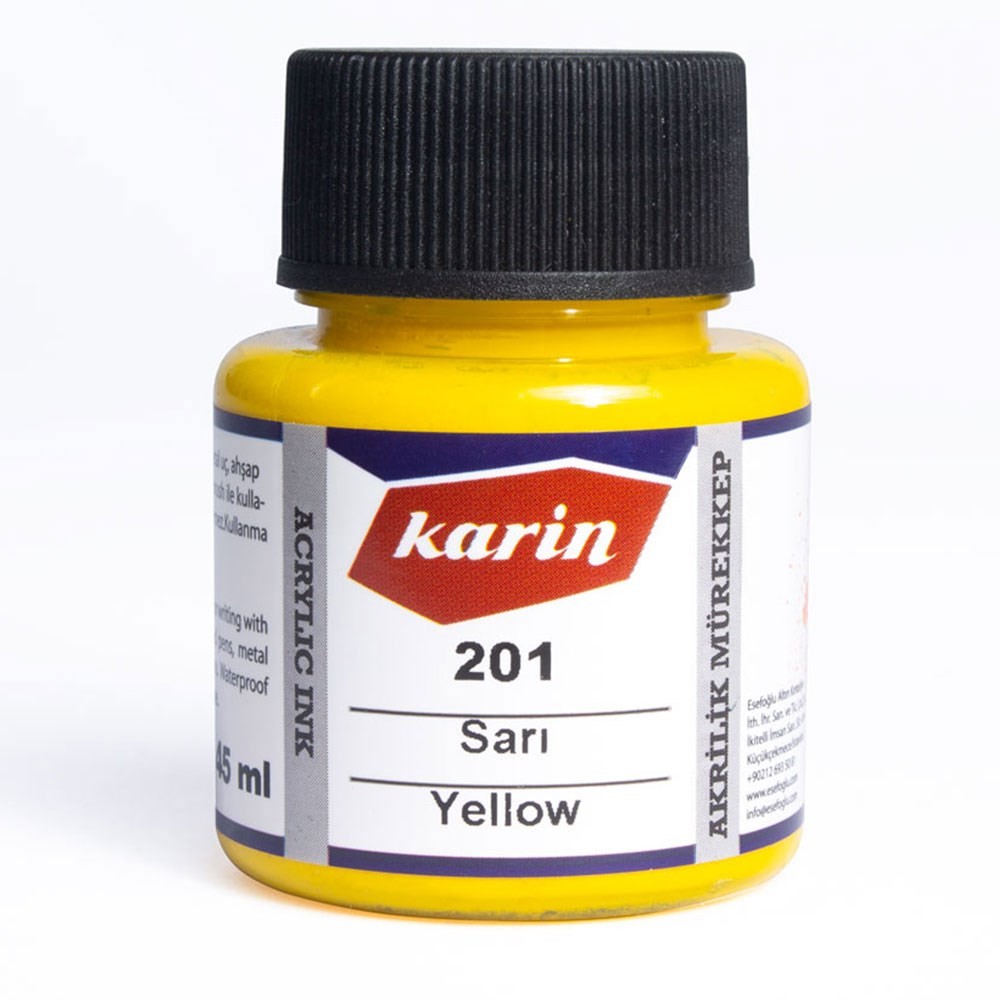 Karin Akrilik Mürekkep 201 Sarı 45 ml