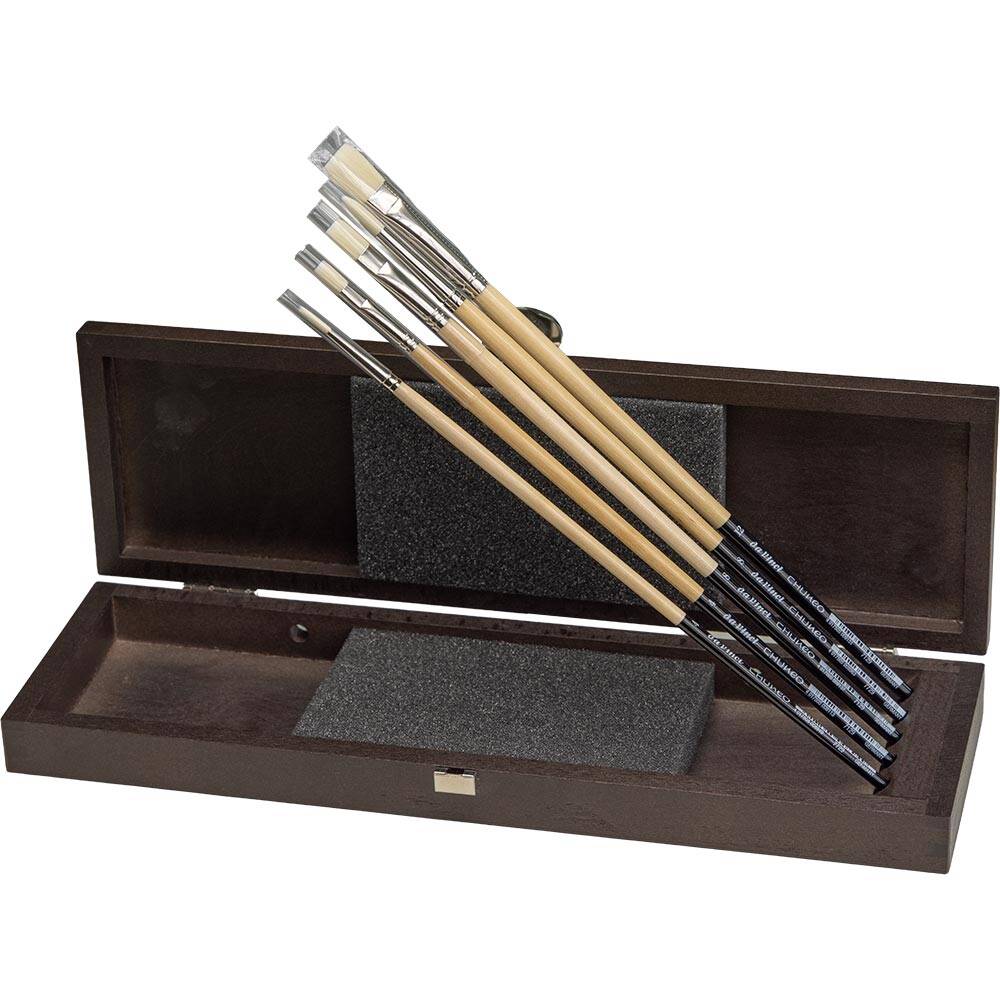 Da Vinci Ahşap Kutu Chuneo Akrilik ve Yağlı Boya 5'li Fırça Seti