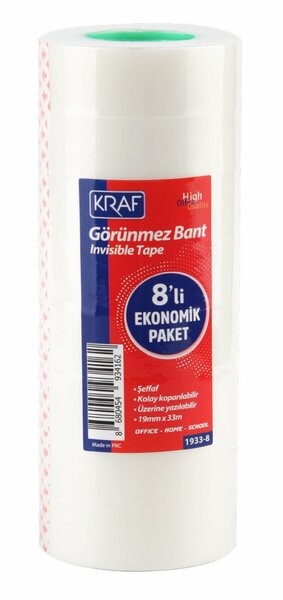 Kraf Görünmez Bant 19x33 mm. 8'li