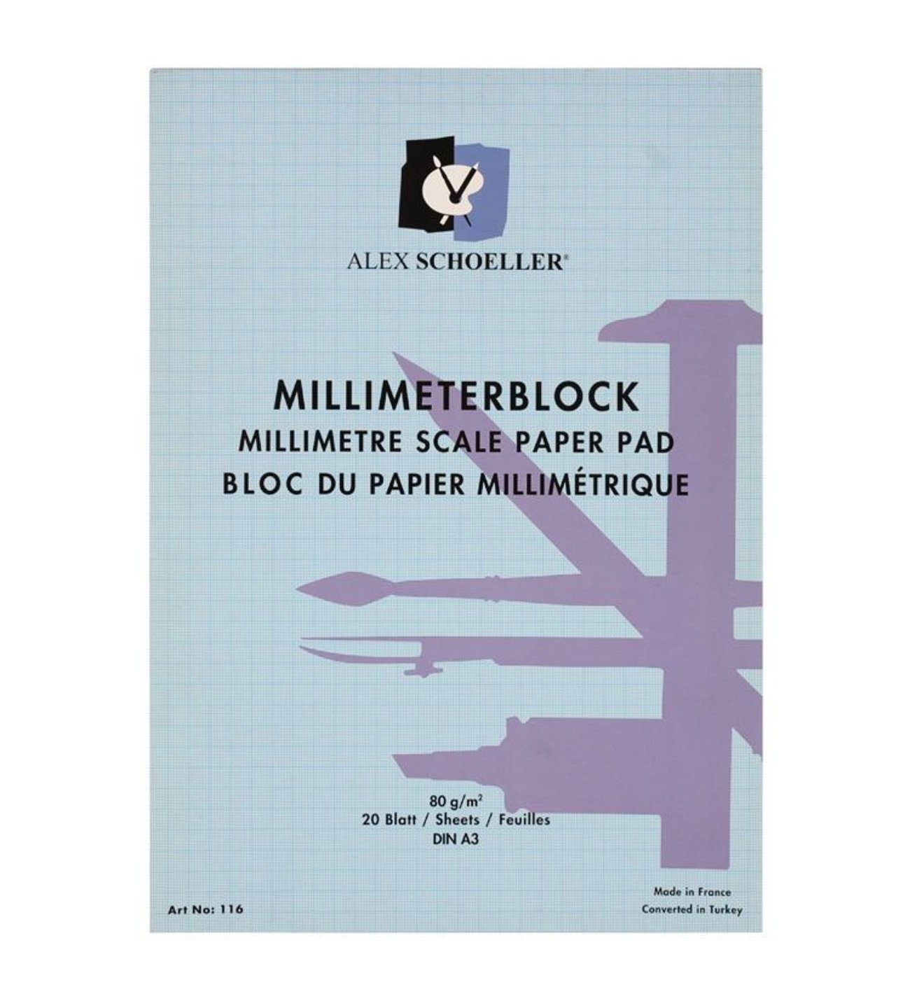 Alex Schoeller Milimetrik Blok Mavi A3