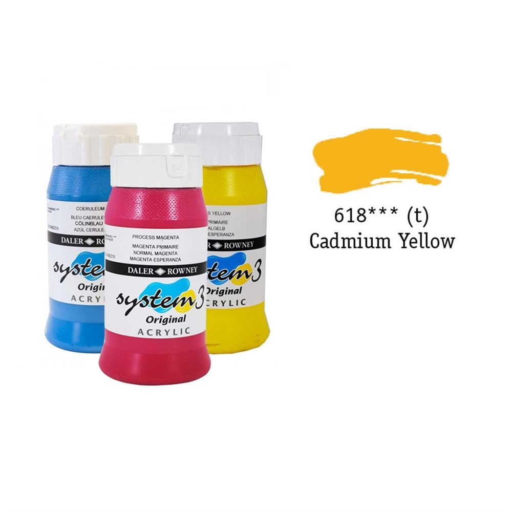 Daler Rowney System 3 Original Akrilik Boya 500 ml Cadmium Yellow Deep Hue