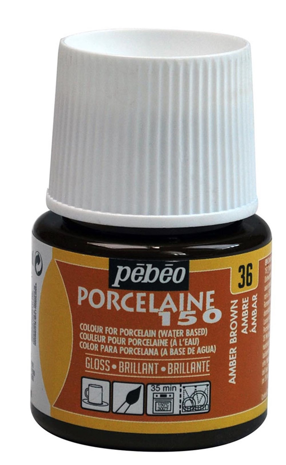 Pebeo Porcelaine 150 Fırınlanabilir Porselen Boyası 45 ml 36 Amber Brown