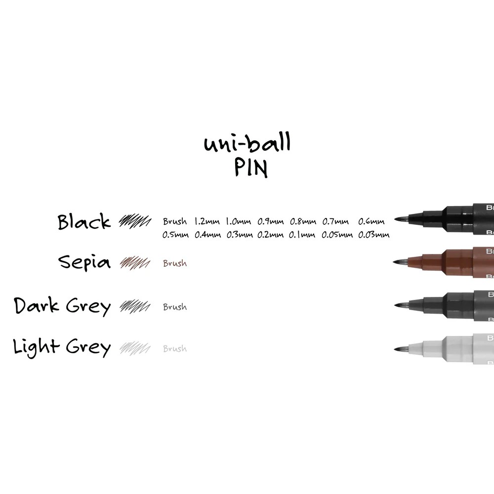 Uni-Ball Pin Fine Line Teknik Çizim Kalemi 0.1 mm Koyu Gri