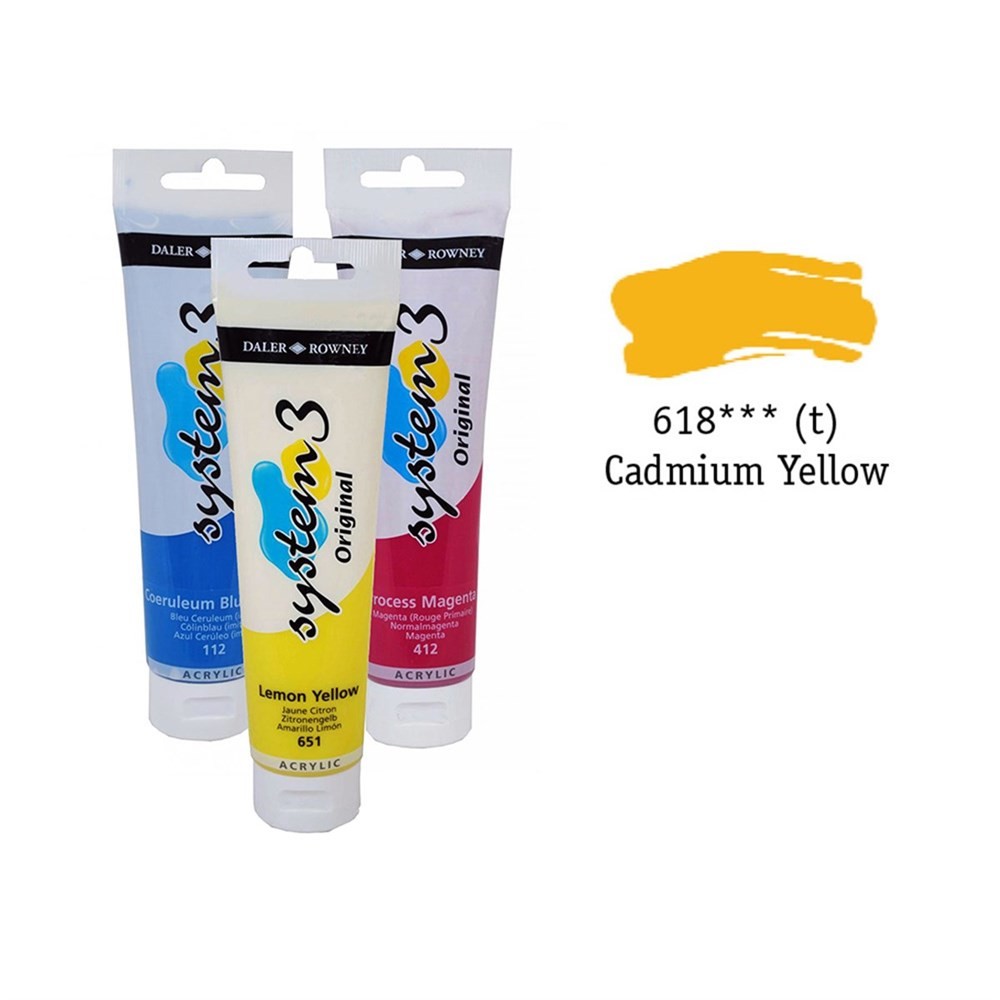 Daler Rowney System 3 Original Akrilik Boya 150 ml Cadmium Yellow Deep Hue