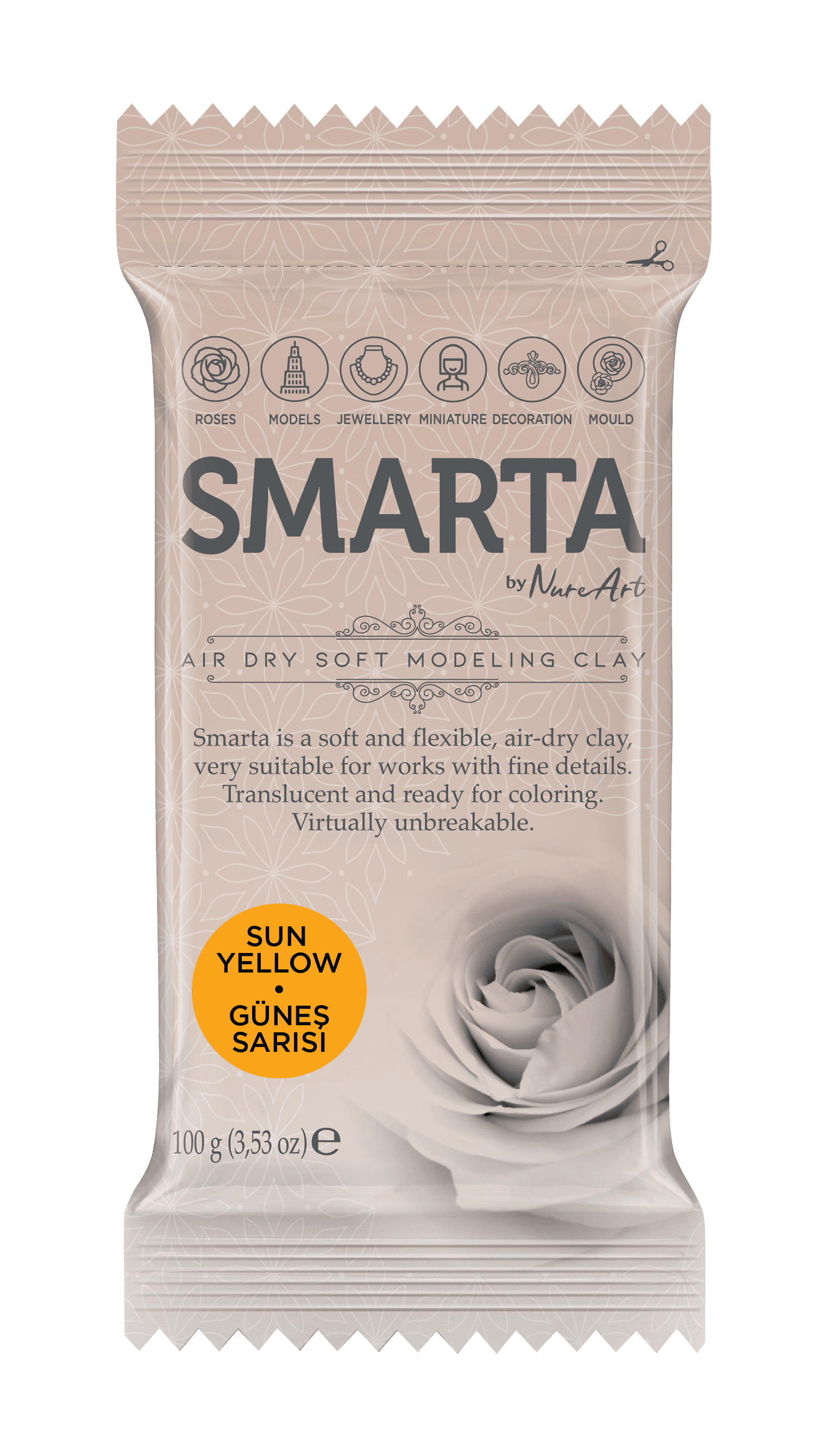 Smarta Havayla Kuruyan Modelleme Hamuru 100gr - Güneş Sarısı