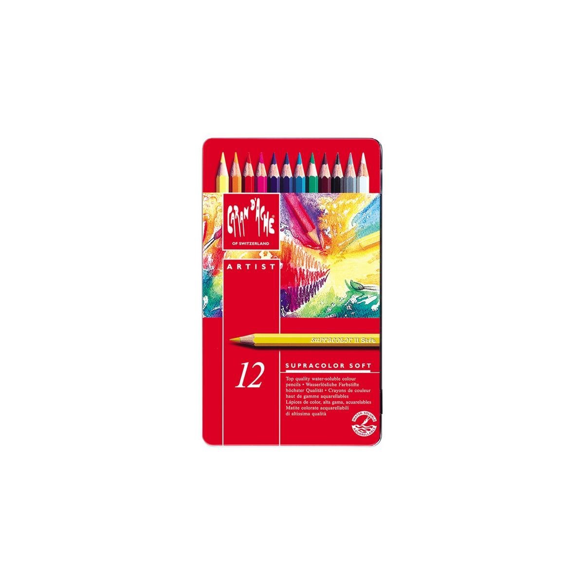 Caran d'Ache Supra Color Soft Aquarelle Sulu Boya Kalem Seti 12 Renk
