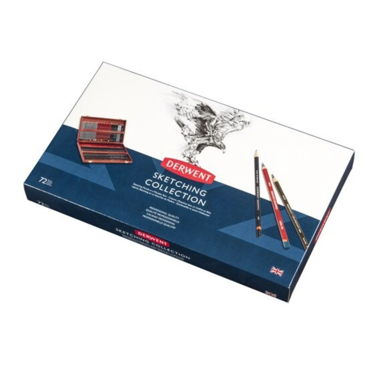 Derwent Sketching Eskiz Çizim Kalem Seti 72'li Özel Ahşap Kutu